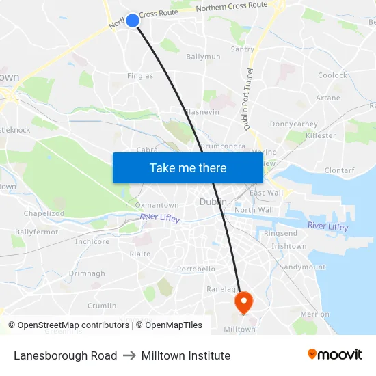 Lanesborough Road to Milltown Institute map