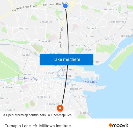 Turnapin Lane to Milltown Institute map