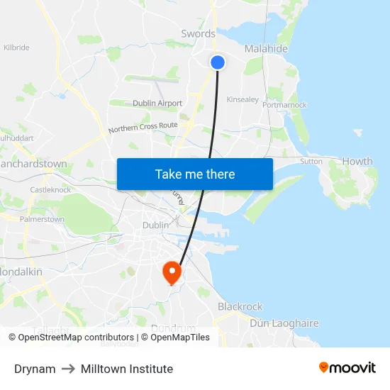 Drynam to Milltown Institute map