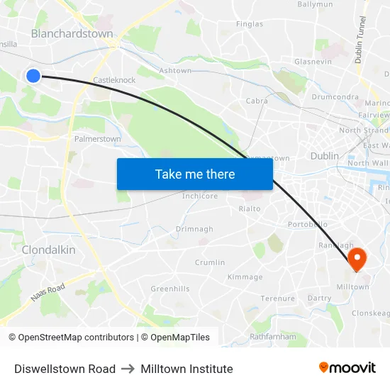 Diswellstown Road to Milltown Institute map