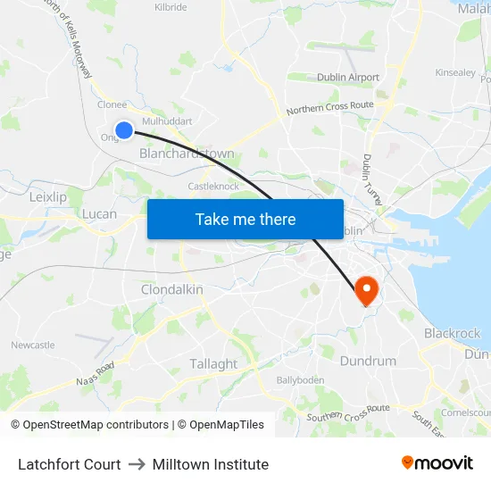 Latchfort Court to Milltown Institute map