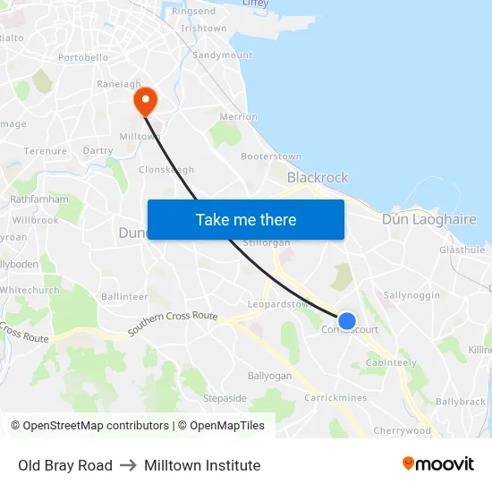 Old Bray Road to Milltown Institute map