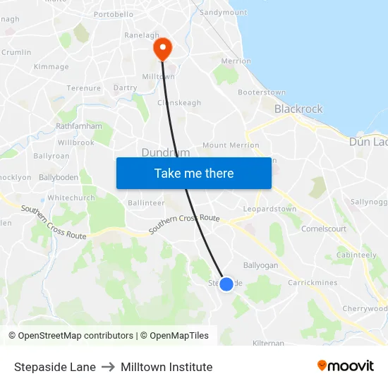 Stepaside Lane to Milltown Institute map