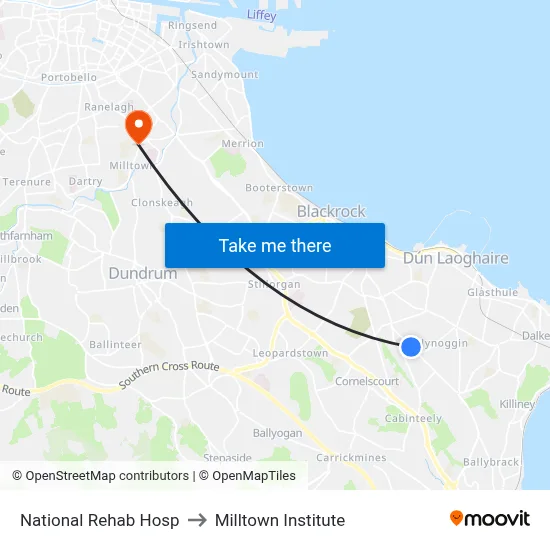 National Rehab Hosp to Milltown Institute map