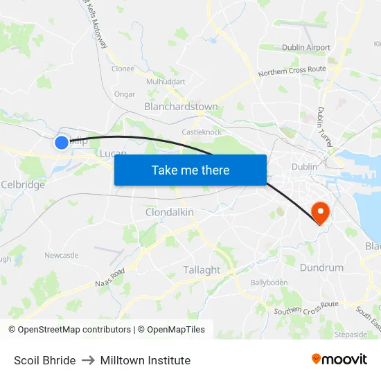 Scoil Bhride to Milltown Institute map