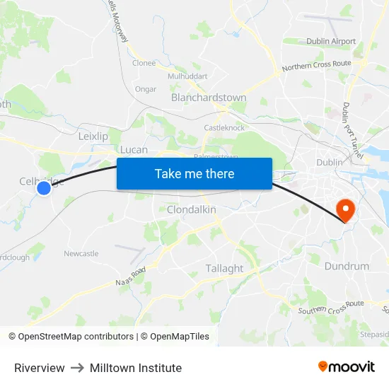Riverview to Milltown Institute map