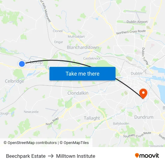 Beechpark Estate to Milltown Institute map