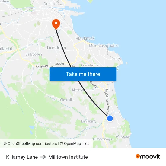 Killarney Lane to Milltown Institute map