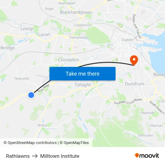 Rathlawns to Milltown Institute map