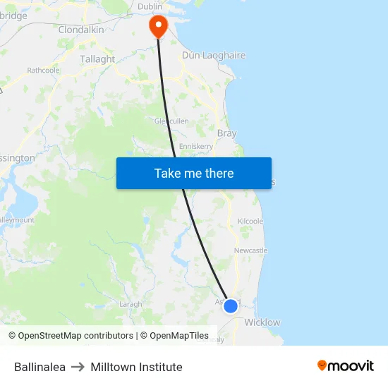 Ballinalea to Milltown Institute map