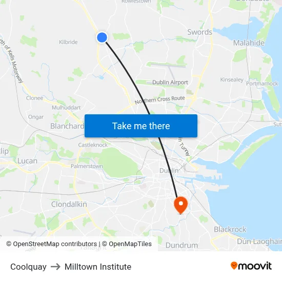 Coolquay to Milltown Institute map