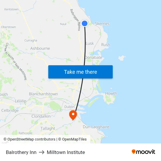 Balrothery Inn to Milltown Institute map