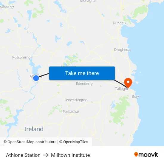 Athlone Stn to Milltown Institute map