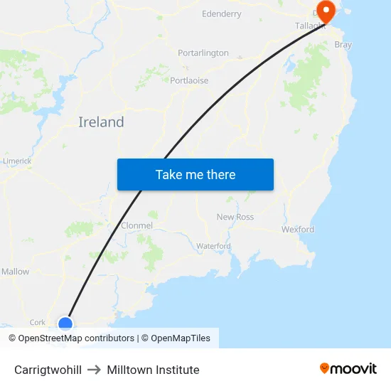 Carrigtwohill to Milltown Institute map