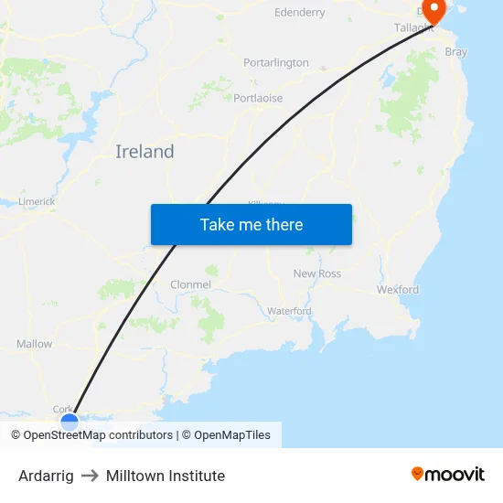 Ardarrig to Milltown Institute map