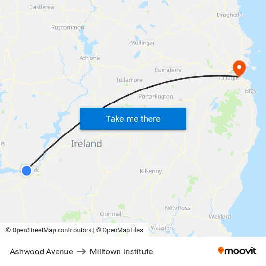 Ashwood Avenue to Milltown Institute map