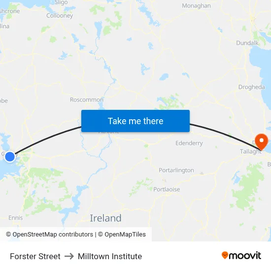 Forster Street to Milltown Institute map