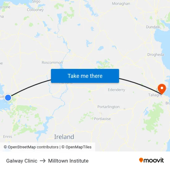 Galway Clinic to Milltown Institute map