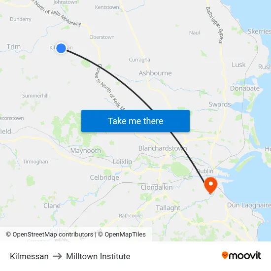 Kilmessan to Milltown Institute map