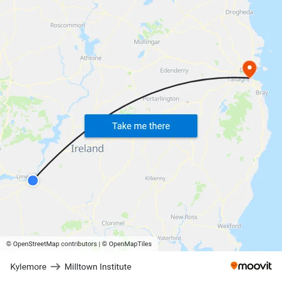 Kylemore to Milltown Institute map