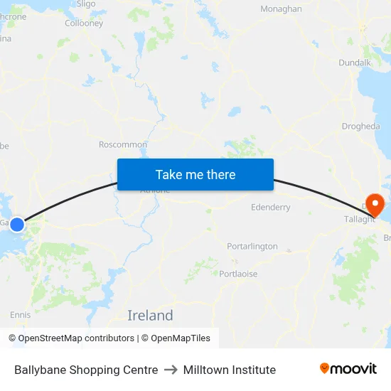 Ballybane Sc to Milltown Institute map