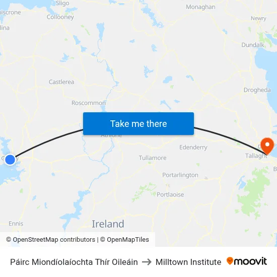 Páirc Miondíolaíochta Thír Oileáin to Milltown Institute map