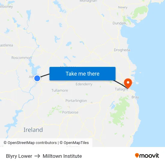 Blyry Lower to Milltown Institute map
