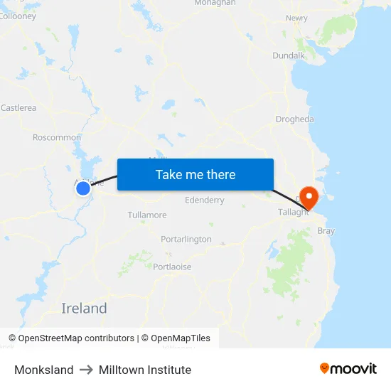 Monksland to Milltown Institute map
