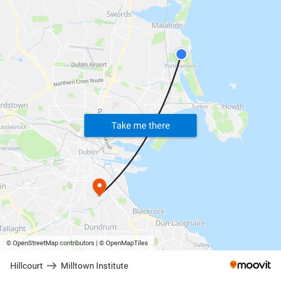 Hillcourt to Milltown Institute map