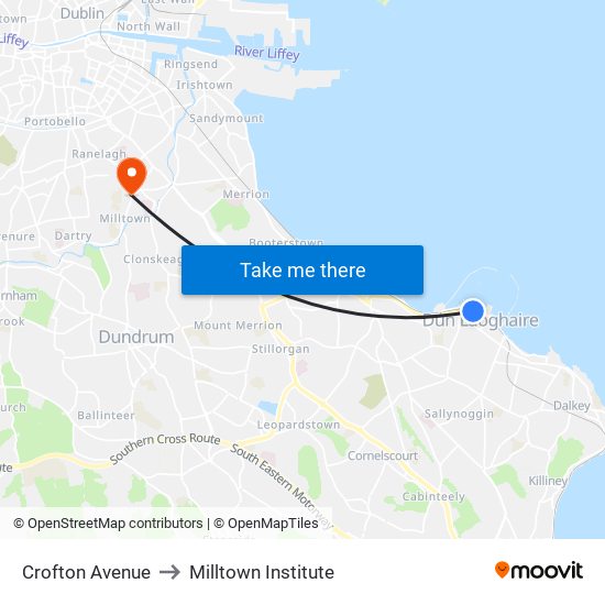 Crofton Avenue to Milltown Institute map