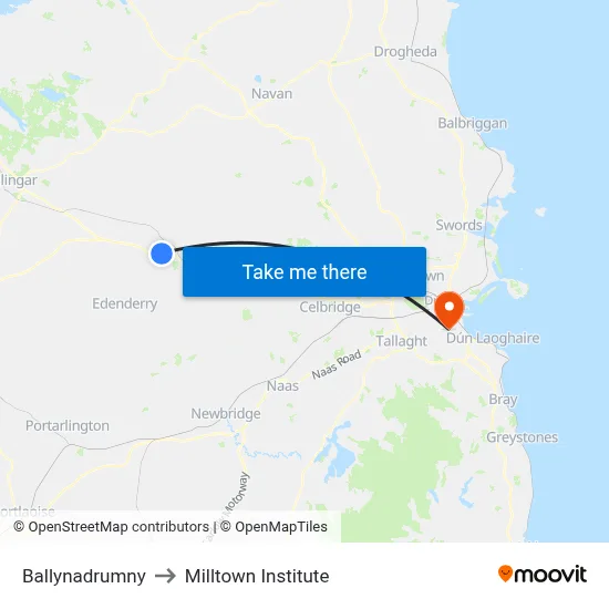 Ballynadrumny to Milltown Institute map