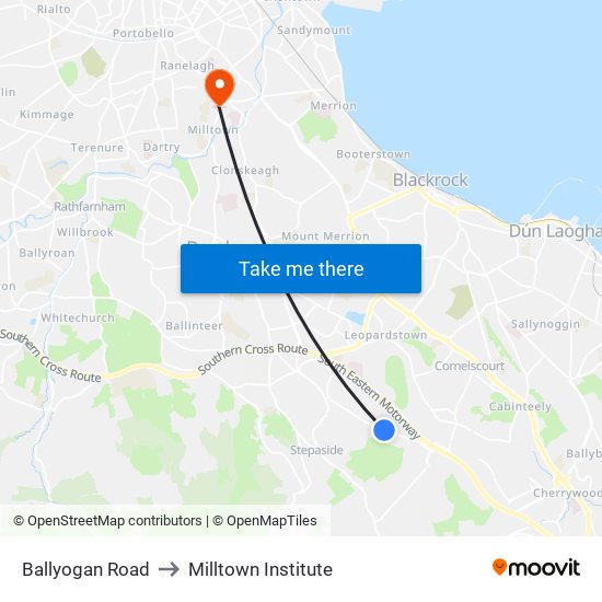 Ballyogan Road to Milltown Institute map