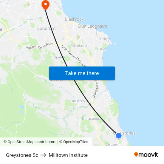 Greystones Sc to Milltown Institute map