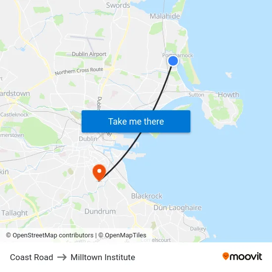 Coast Road to Milltown Institute map