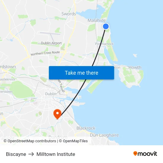 Biscayne to Milltown Institute map