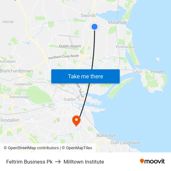 Feltrim Business Pk to Milltown Institute map