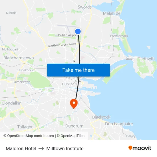Maldron Hotel to Milltown Institute map
