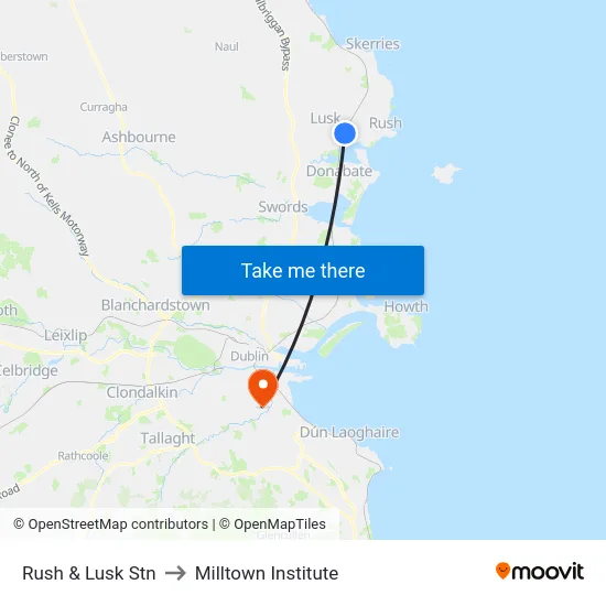 Rush & Lusk Stn to Milltown Institute map