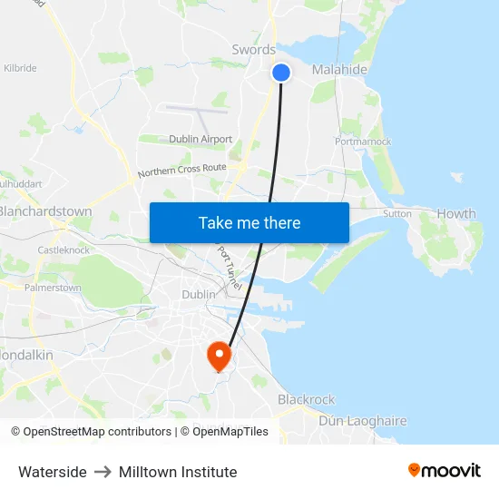 Waterside to Milltown Institute map