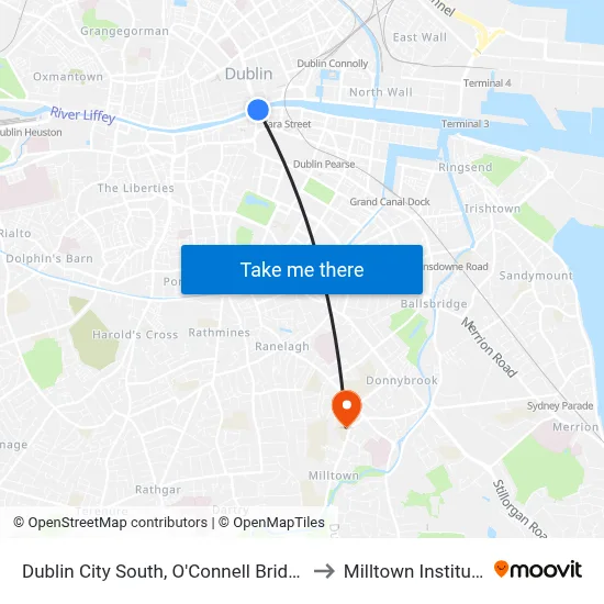 Dublin City South, O'Connell Bridge to Milltown Institute map