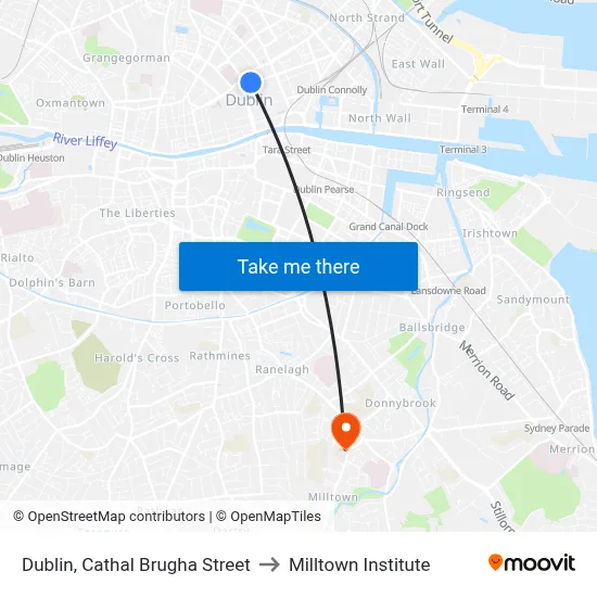 Dublin, Cathal Brugha Street to Milltown Institute map