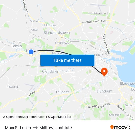 Main St Lucan to Milltown Institute map