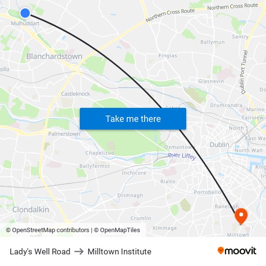 Lady's Well Road to Milltown Institute map