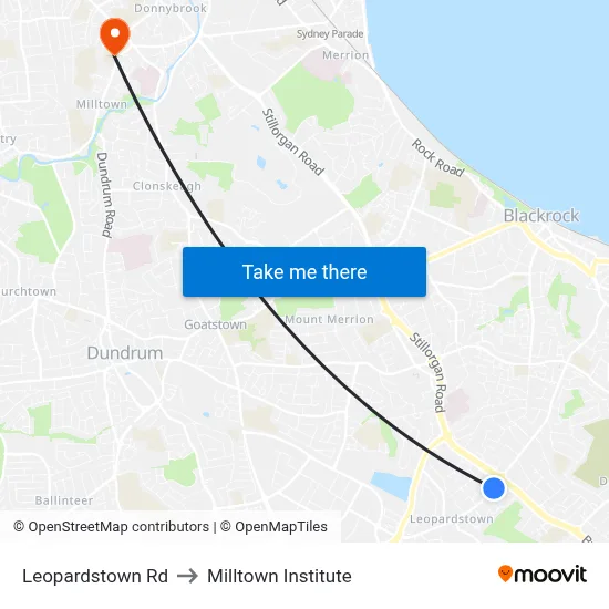 Leopardstown Rd to Milltown Institute map