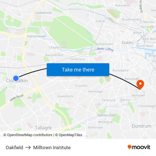 Oakfield to Milltown Institute map