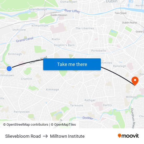 Slievebloom Road to Milltown Institute map