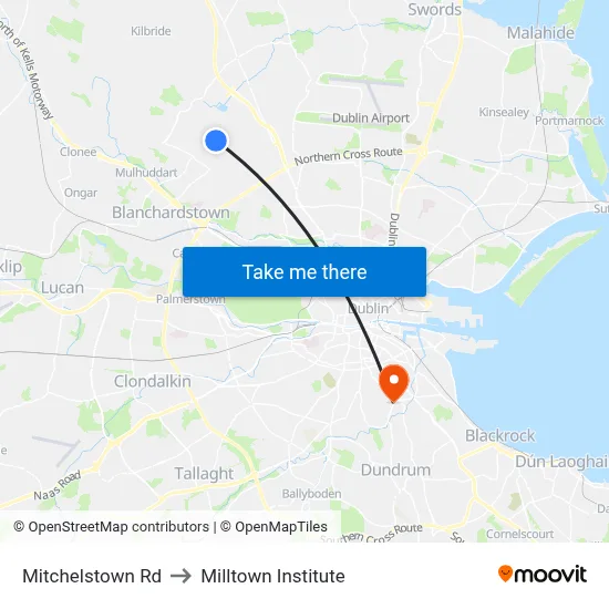Mitchelstown Rd to Milltown Institute map