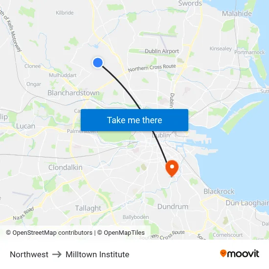 Northwest to Milltown Institute map