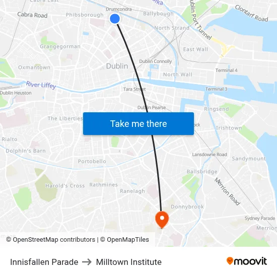 Innisfallen Parade to Milltown Institute map