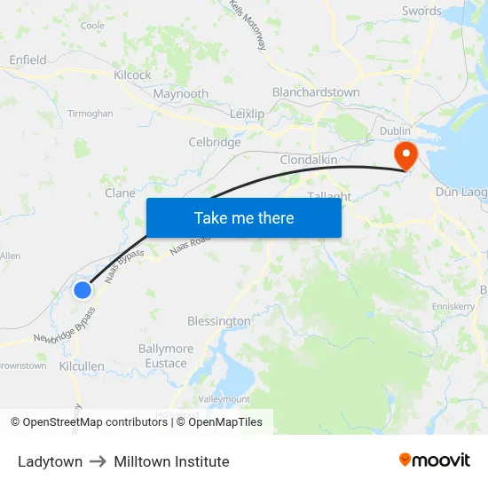 Ladytown to Milltown Institute map